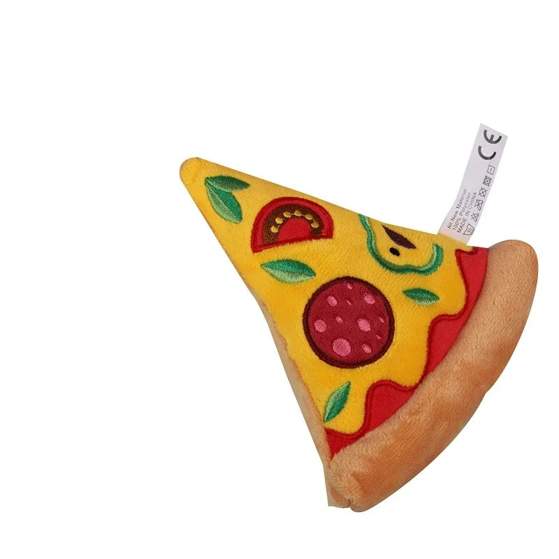 Cartoon Plush Voice Toy Cute Dog Plush Pet Toy Pizza Cat Bite Doll Pet Supplies Dog Puzzle Toys Dogs Accessoires Dog Toys