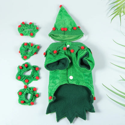 1Set Christmas Pet Clothes Dog Puppy Cape Hat Adorable Xmas Costume for Cosplay Party and Photos Pet Christmas Costume