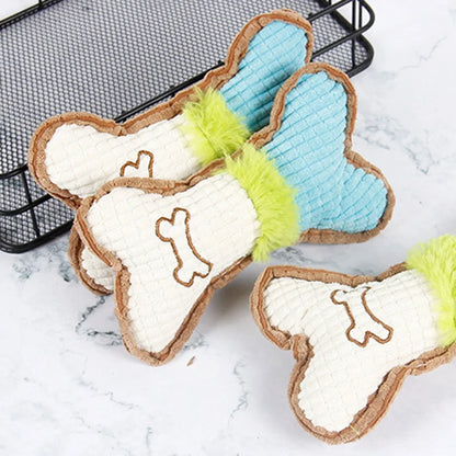 1PC Pet Sound Grinding Teeth Bite Resistant Cat Dog Plush Toy Supplies Corn Kernels Bone