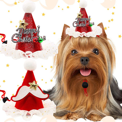 1PCS Cute Pet Dog Caps Christmas Cat Dog Costume Headwear Cap Hat Christmas Pets Dog Grooming Accessories Bulk Decoration