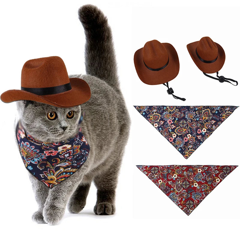 Funny Pet Hat For Dog Cat Western Cowboy Hat Universal Photo Prop Dog Cap For Christmas Halloween Street Party Pet Accessories