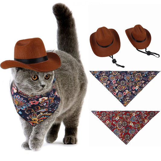 Funny Pet Hat For Dog Cat Western Cowboy Hat Universal Photo Prop Dog Cap For Christmas Halloween Street Party Pet Accessories