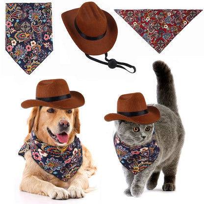 Funny Pet Hat For Dog Cat Western Cowboy Hat Universal Photo Prop Dog Cap For Christmas Halloween Street Party Pet Accessories