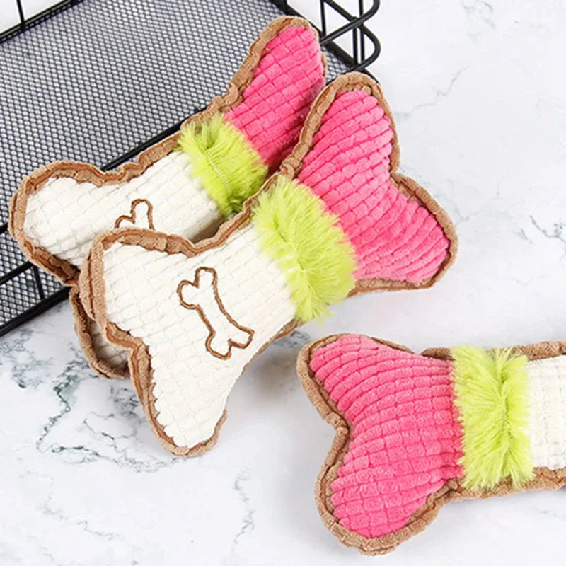 1PC Pet Sound Grinding Teeth Bite Resistant Cat Dog Plush Toy Supplies Corn Kernels Bone