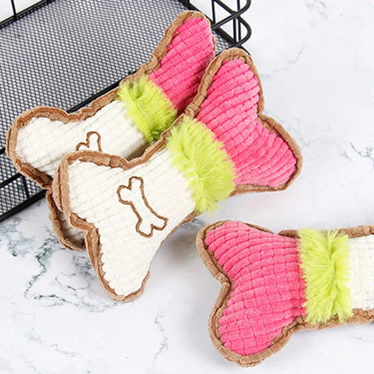 1PC Pet Sound Grinding Teeth Bite Resistant Cat Dog Plush Toy Supplies Corn Kernels Bone