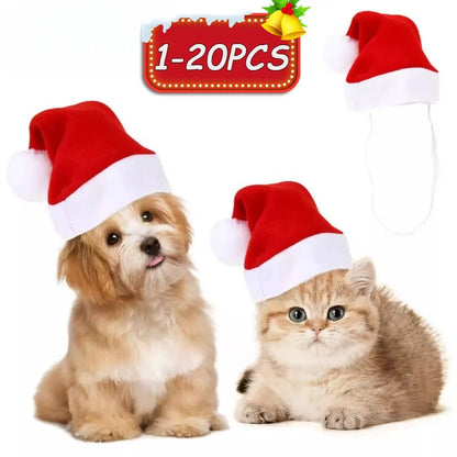 1-20PCS Christmas Pet Hat Small Dog Santa Costume Cosplay Outfit Festive Pet Clothes New Year Holiday Party Decoration Supplies