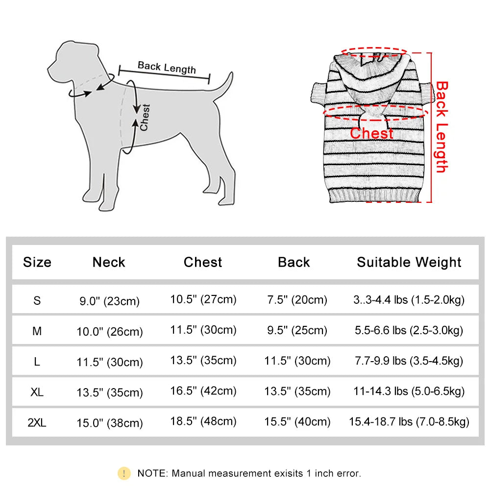 Christmas Dog Cat Sweater Warm Winter Puppy Dogs Clothes With Hat Striped Christmas Jacket Coat Pug Yorkies Yorkshire Clothing
