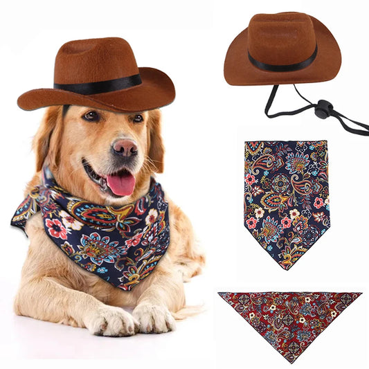 Funny Pet Hat For Dog Cat Western Cowboy Hat Universal Photo Prop Dog Cap For Christmas Halloween Street Party Pet Accessories