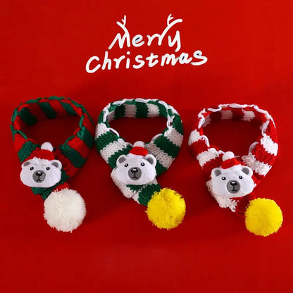 Christmas Pet Dog Scarf Hat Set Soft Comfortable Winter Neck Warmer Scarf Cat Christmas Party Dress Up Clothes Drop Shipping