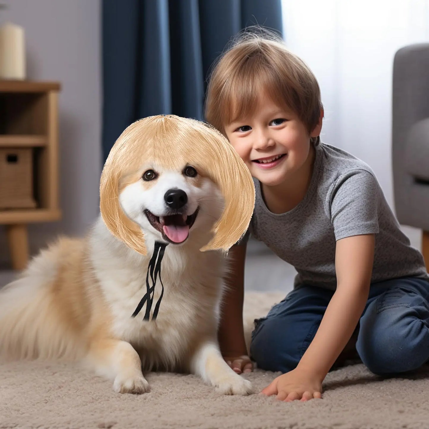 Funny Pet Cosplay Wig Short Dog Costume Wig Pet Decorations Cats Hair Hat Costumes Head Accessories Halloowen Christmas Supplies