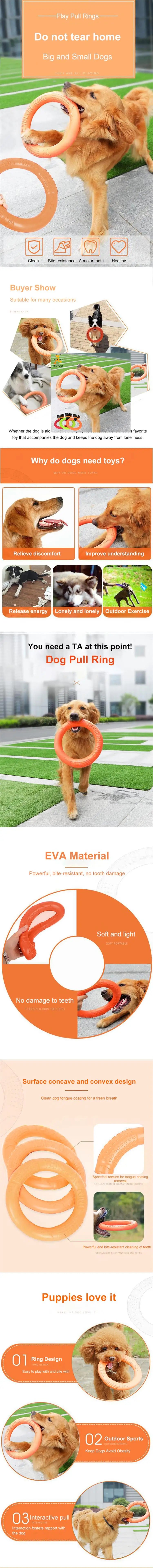 1pc Orange Dog Toys Pet Flying Disk Training Ring Puller EVA Interactive Training Ring Puller Resistant for Dogs