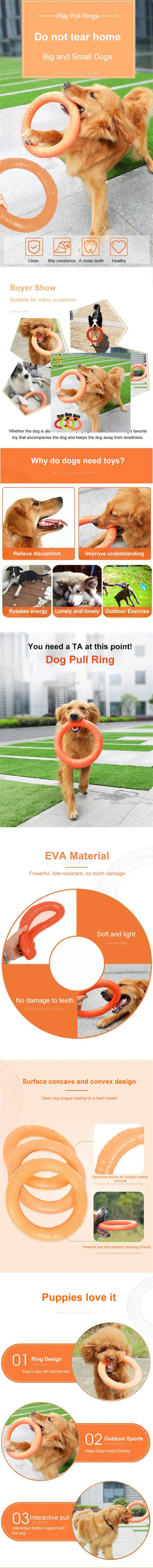 1pc Orange Dog Toys Pet Flying Disk Training Ring Puller EVA Interactive Training Ring Puller Resistant for Dogs