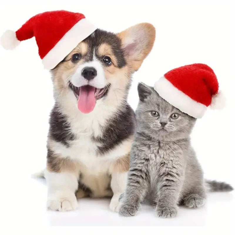1-20PCS Christmas Pet Hat Small Dog Santa Costume Cosplay Outfit Festive Pet Clothes New Year Holiday Party Decoration Supplies