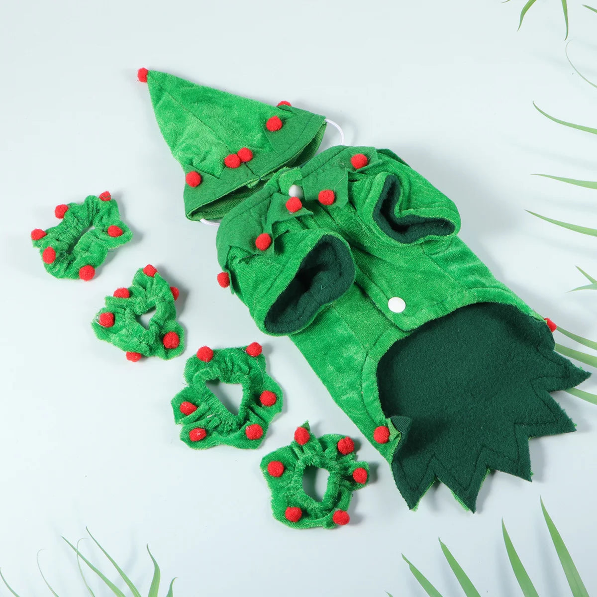 1Set Christmas Pet Clothes Dog Puppy Cape Hat Adorable Xmas Costume for Cosplay Party and Photos Pet Christmas Costume