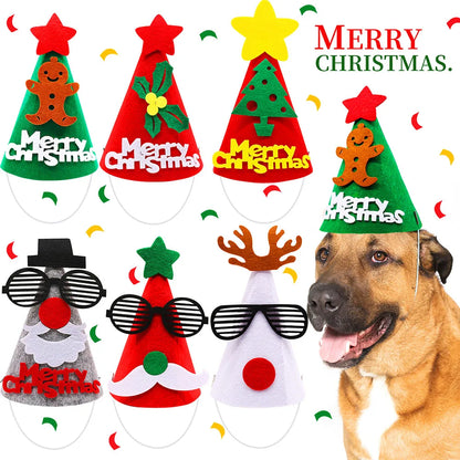1PCS Cute Pet Dog Caps Christmas Cat Dog Costume Headwear Cap Hat Christmas Pets Dog Grooming Accessories Bulk Decoration