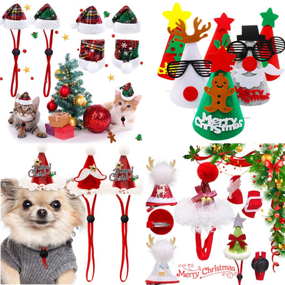 1PCS Cute Pet Dog Caps Christmas Cat Dog Costume Headwear Cap Hat Christmas Pets Dog Grooming Accessories Bulk Decoration