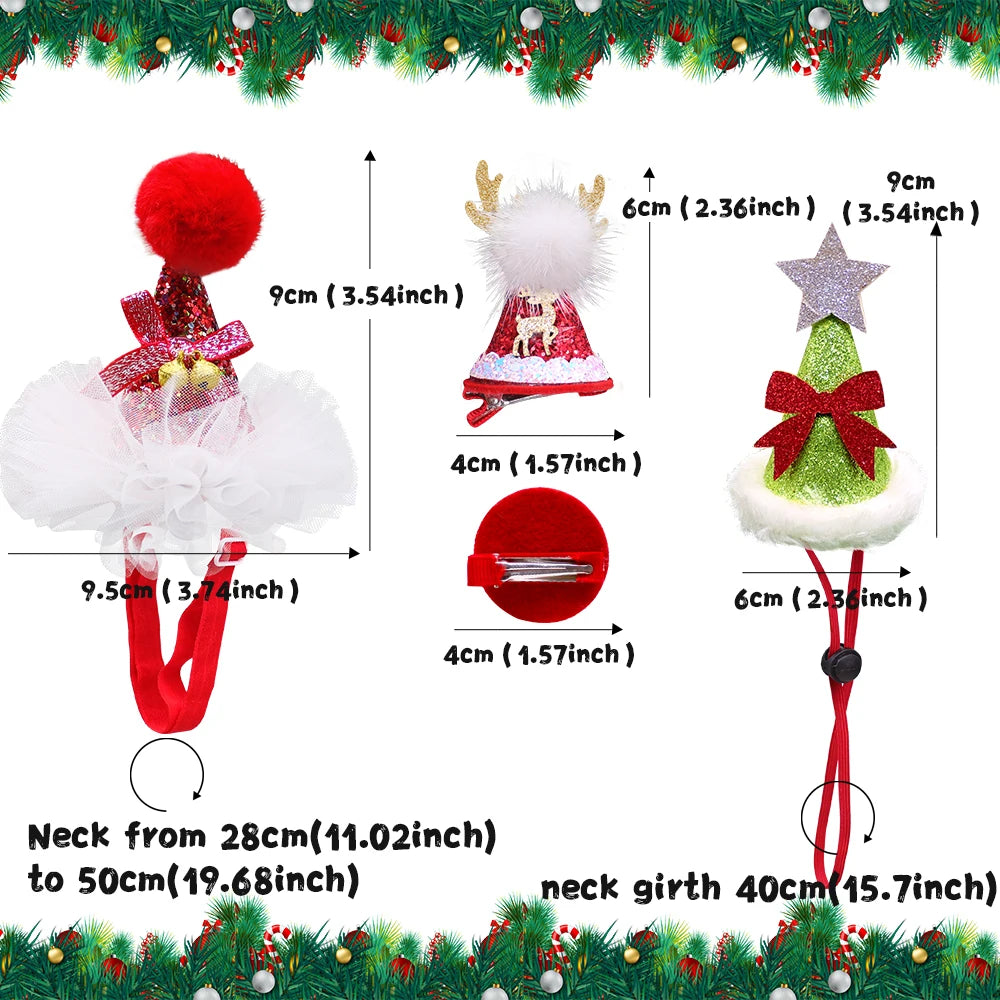 1PCS Cute Pet Dog Caps Christmas Cat Dog Costume Headwear Cap Hat Christmas Pets Dog Grooming Accessories Bulk Decoration
