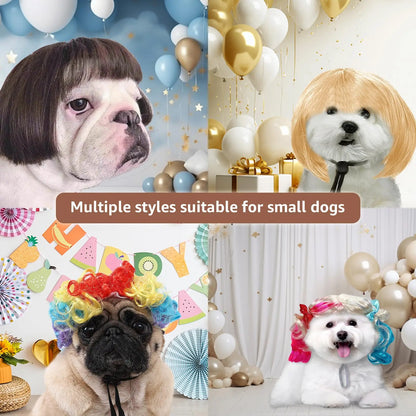 Funny Pet Cosplay Wig Short Dog Costume Wig Pet Decorations Cats Hair Hat Costumes Head Accessories Halloowen Christmas Supplies