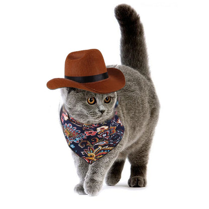 Funny Pet Hat For Dog Cat Western Cowboy Hat Universal Photo Prop Dog Cap For Christmas Halloween Street Party Pet Accessories