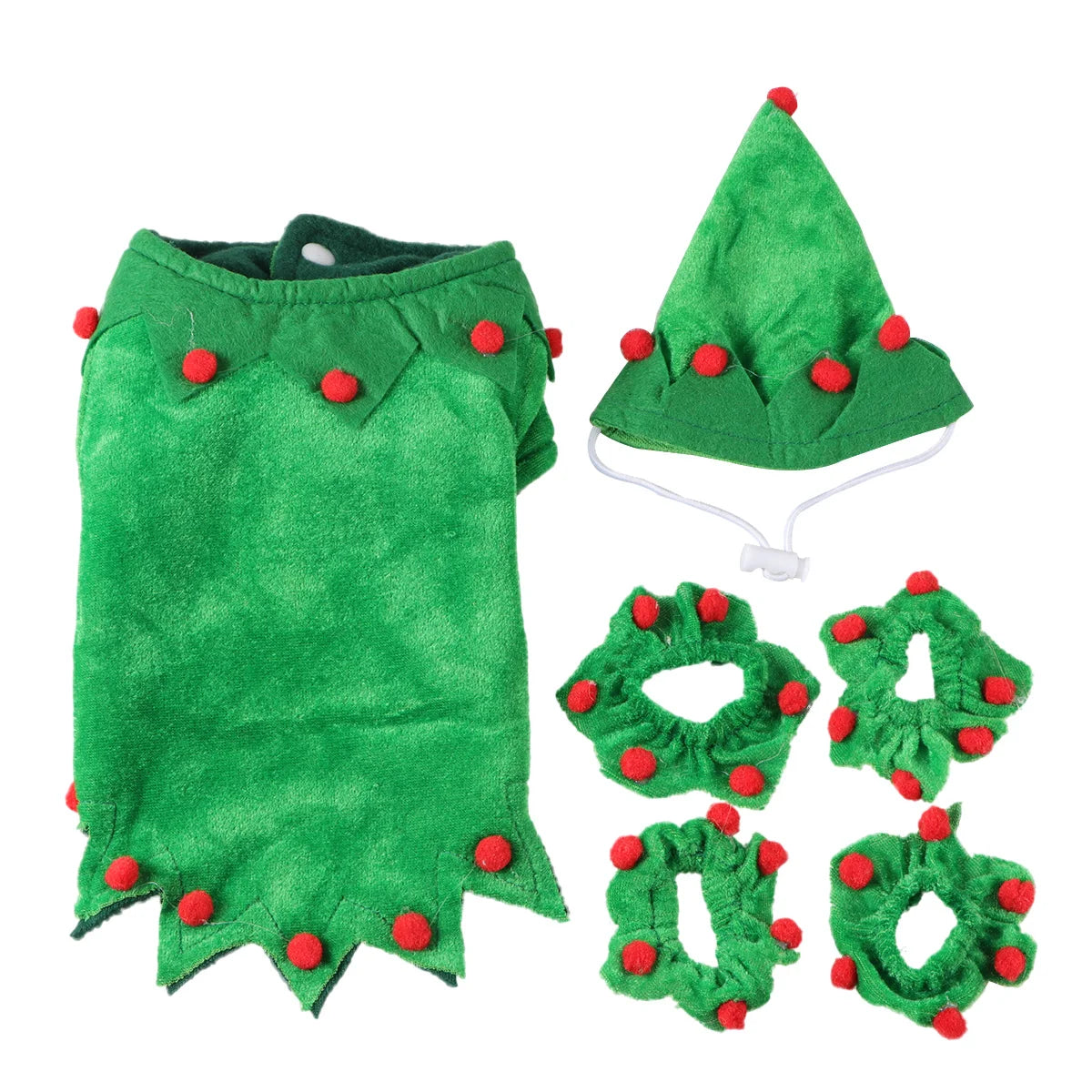 1Set Christmas Pet Clothes Dog Puppy Cape Hat Adorable Xmas Costume for Cosplay Party and Photos Pet Christmas Costume