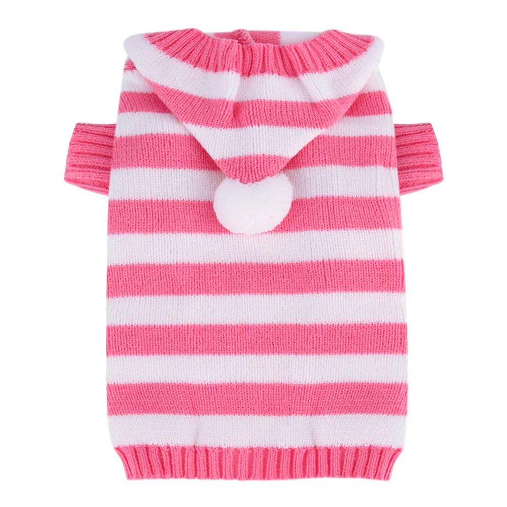 Christmas Dog Cat Sweater Warm Winter Puppy Dogs Clothes With Hat Striped Christmas Jacket Coat Pug Yorkies Yorkshire Clothing