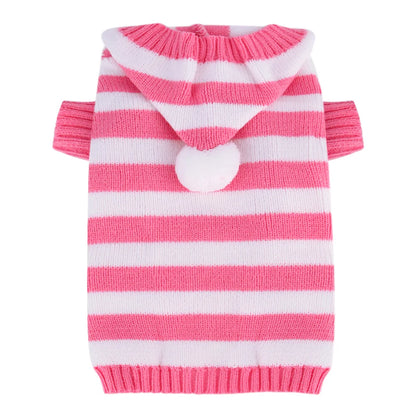 Christmas Dog Cat Sweater Warm Winter Puppy Dogs Clothes With Hat Striped Christmas Jacket Coat Pug Yorkies Yorkshire Clothing