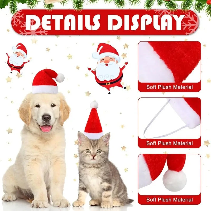 1-20PCS Christmas Pet Hat Small Dog Santa Costume Cosplay Outfit Festive Pet Clothes New Year Holiday Party Decoration Supplies