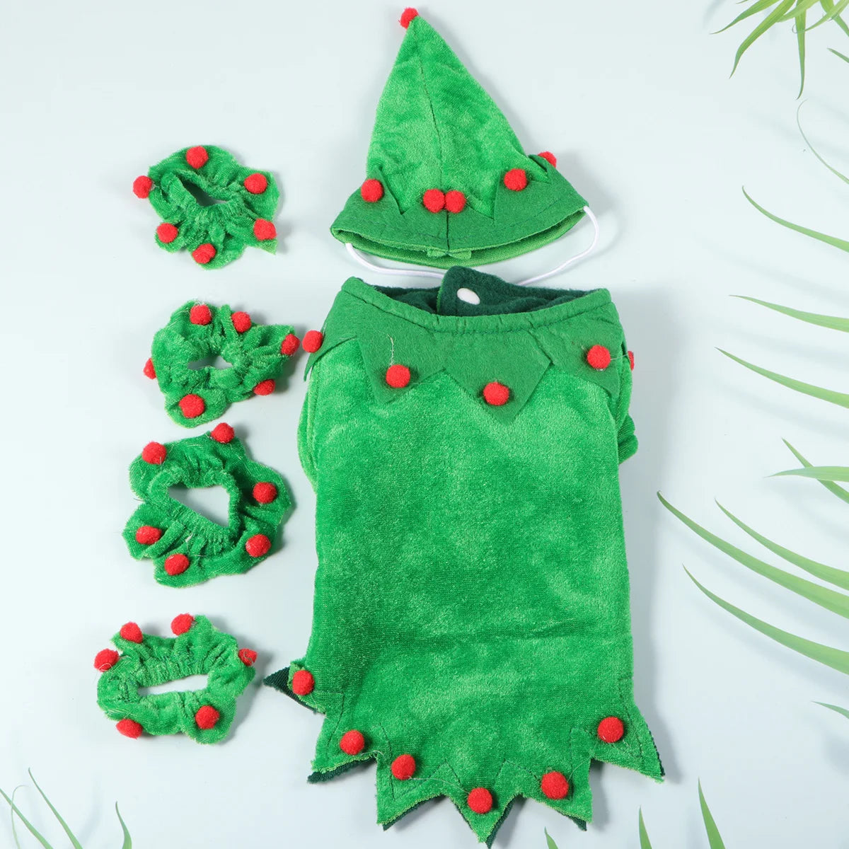 1Set Christmas Pet Clothes Dog Puppy Cape Hat Adorable Xmas Costume for Cosplay Party and Photos Pet Christmas Costume