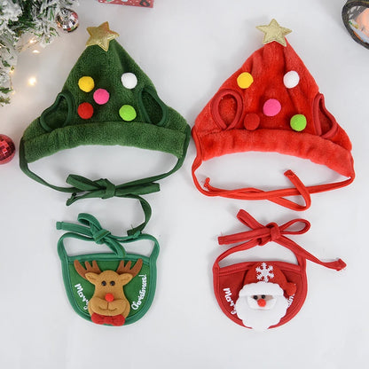Dog Cat Christmas Hat Pets Clothes Bibs Puppy Cap Costume Accessories Navidad Xmas Home Decoration 2024 New Year Gift Bandana